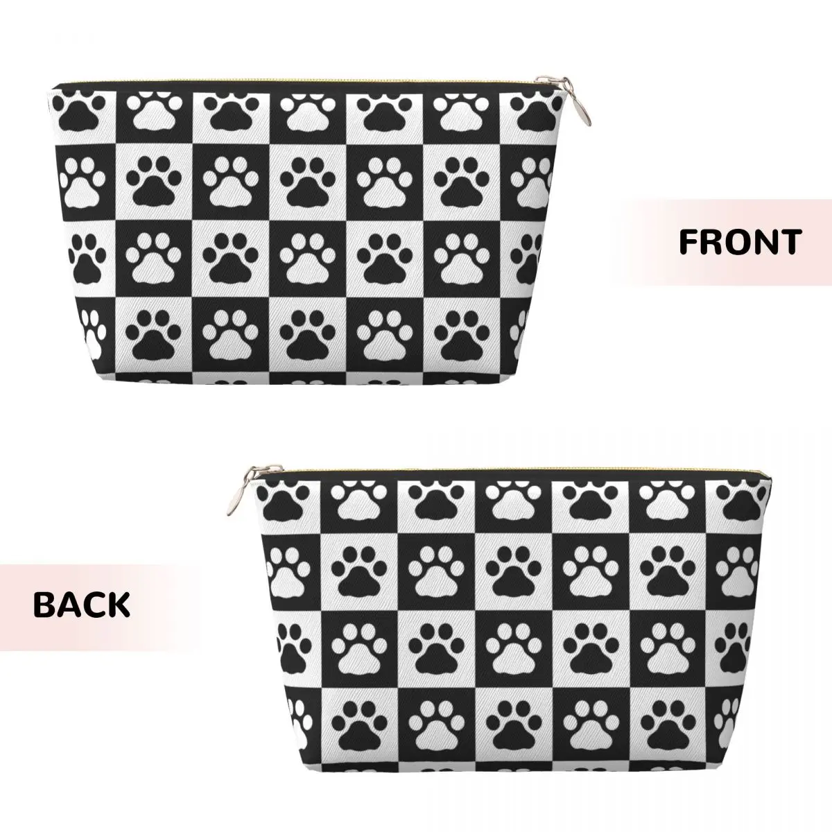 Custom Dog Paw Footprint Checked Pattern Travel Cosmetic Bag Women Toiletry Makeup Organizer Ladies Beauty Storage Dopp Kit