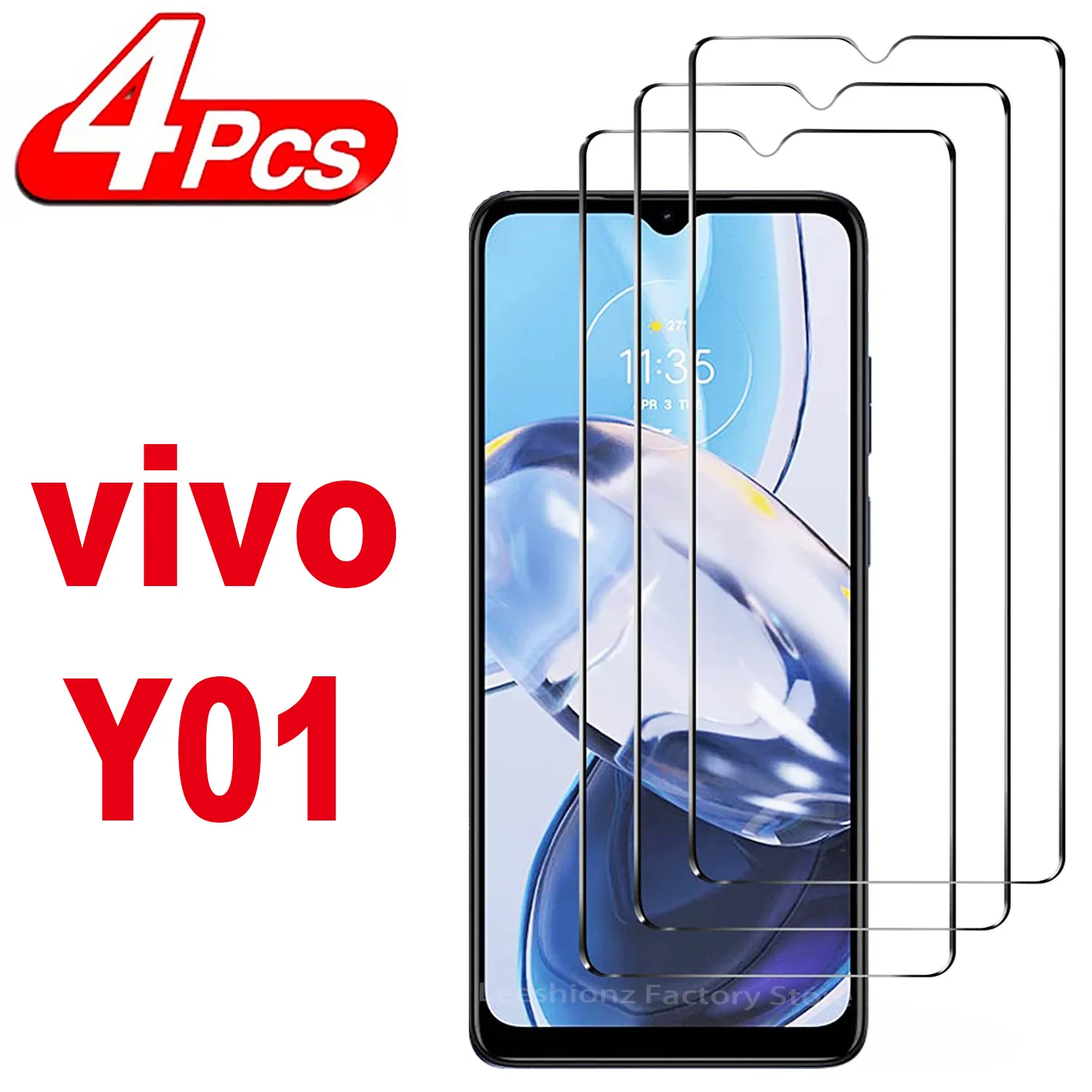 Kaca pelindung layar untuk Vivo Y01 Y01A, kaca Film Tempered 2/4 buah