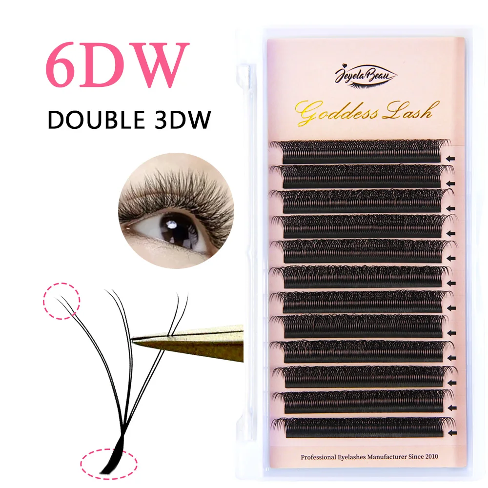 Goddess Double 3D/4DW Shaped Eyelash Extension  6DW 8D W Lashes Hand made Natural Soft  Premade Volume Fans Makeup