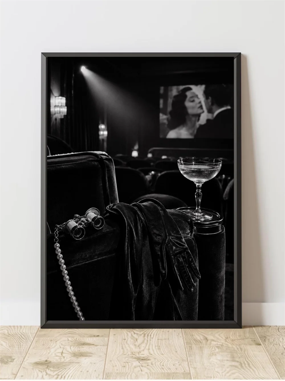 Black Swan and Grand Staircase Poster – Luxury Canvas Art for Sophisticated Women – Home Decor for Living Rooms
