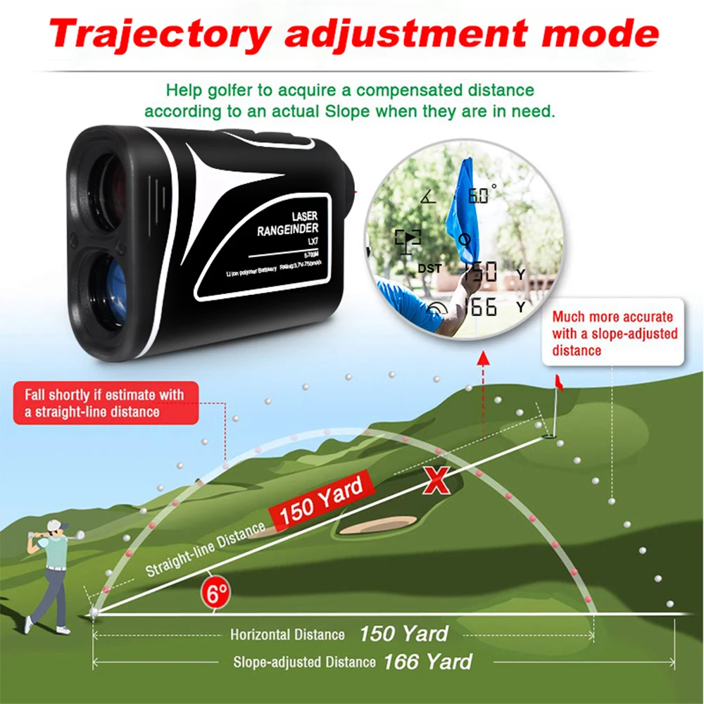 BOAYAL Golf Laser Rangefinder 700Yards 6X Lens Slope Compensating Flagpole Lock Vibration Hunting Range Finder