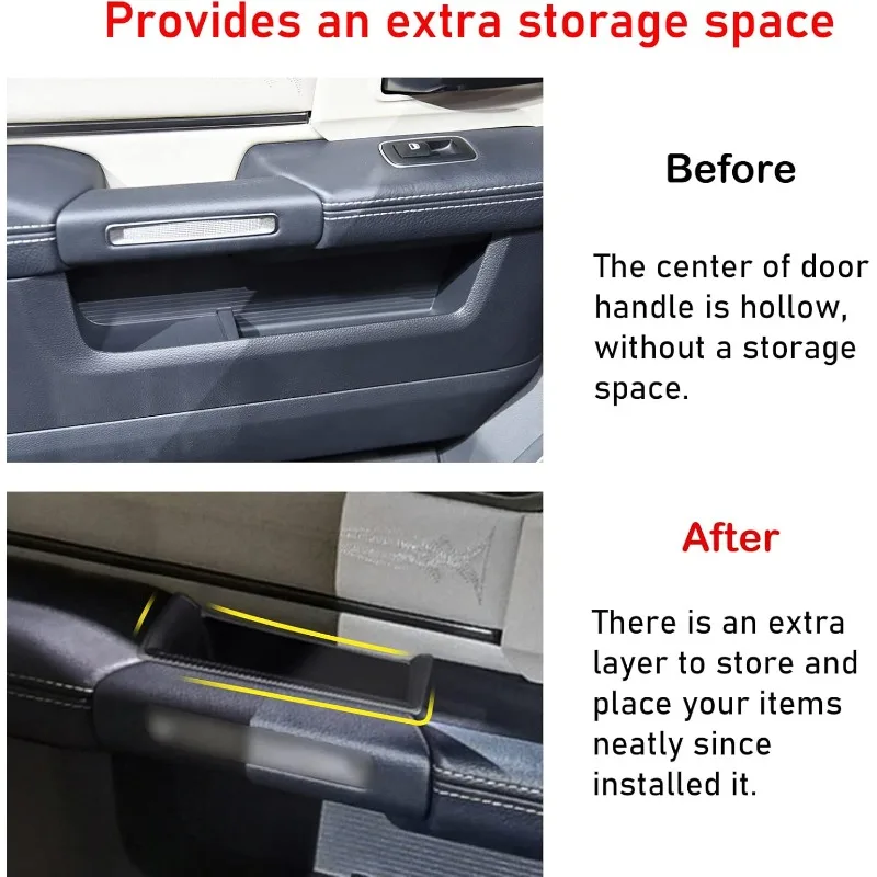 for Ram 1500 Door Side Organizer Tray 2019 2020 2021 2022 2023 2024 2025, for Ram 1500 Door Pocket Insert 4 Pcs Door Side Storag