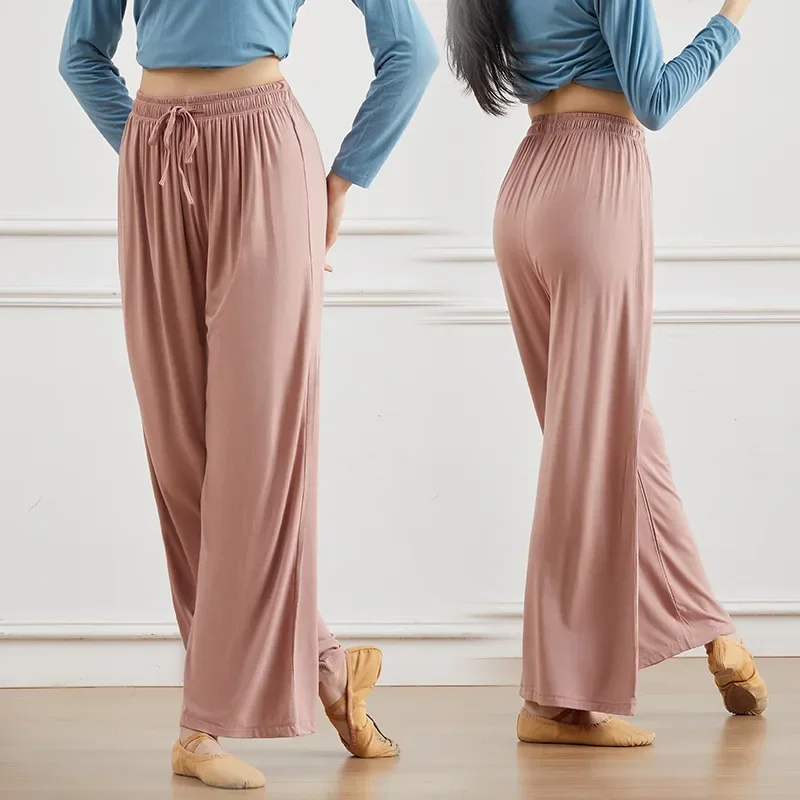 

Модальные танцевальные брюки с высокой талией, широкие брюки, женские классические танцевальные брюки, прямая и тонкая современная танцевальная одежда