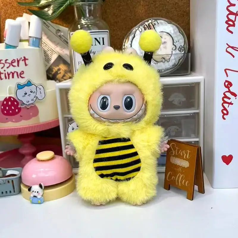 Adorabile abbigliamento per bambola Labubu da 17 cm - Serie animali: Orso fragola, Ape, Pinguino, Panda, Ali |   Kawaii e perfetto per regalare