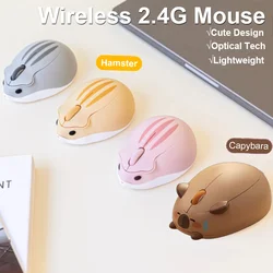 Ratón inalámbrico Capybara bonito, ratón óptico portátil silencioso de 2,4G, ordenador portátil de escritorio, ratón USB Universal para Pc, regalos de oficina para niñas