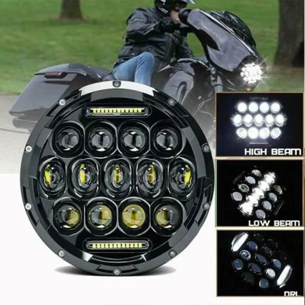 1PC 7 Inch Motorcycle LED Headlight Hi/Low Beam DRL Turn Signal 7" Round Headlamp for Harley Jeep Wrangler JK LJ CJ Hummer H1 H2 image 4
