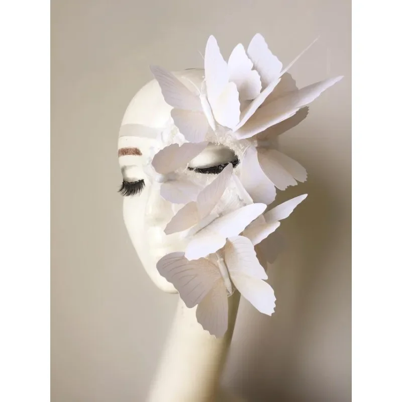 European and American luxury exaggerated butterfly half face mask dance performance photography COS modeling Halloween live broa