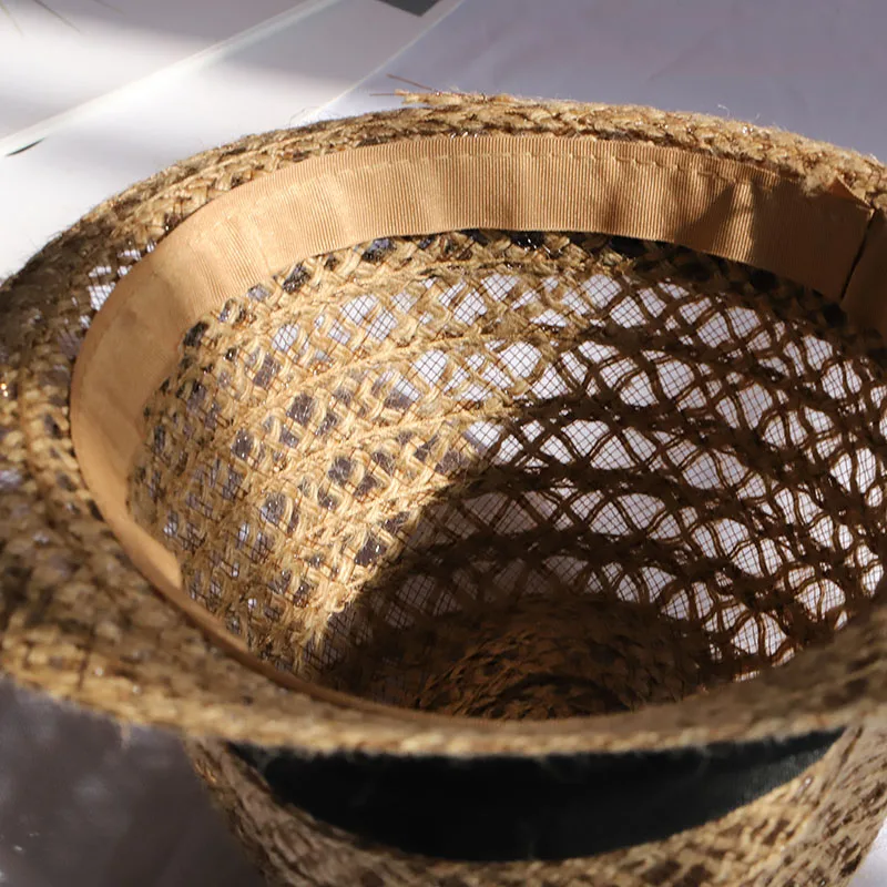 2022 Natural Panama Soft Shaped Straw Hat Summer Women sun hats Men Beach Sun Cap UV Protection straw Felt hat grass color cap