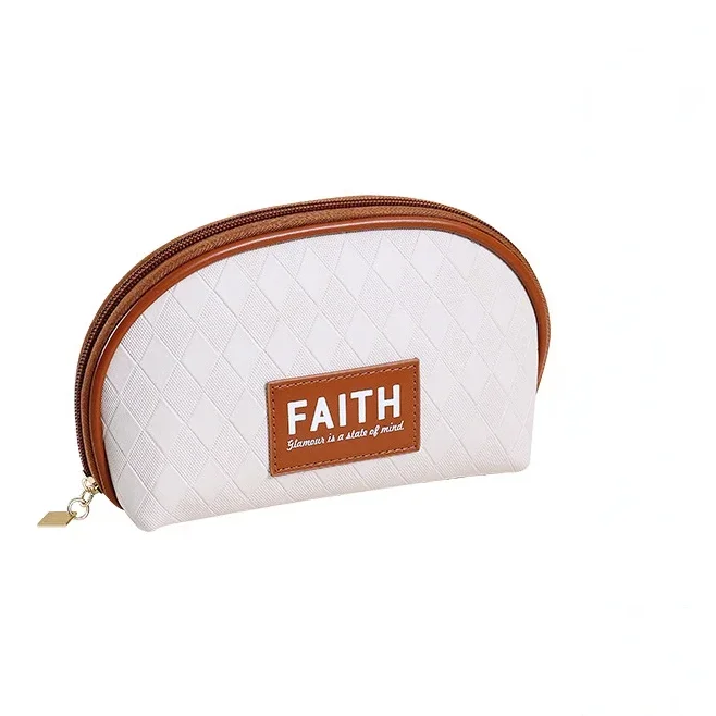 Stylish Half Round Makeup Bag for Women with Waterproof PU Material and Portable Design