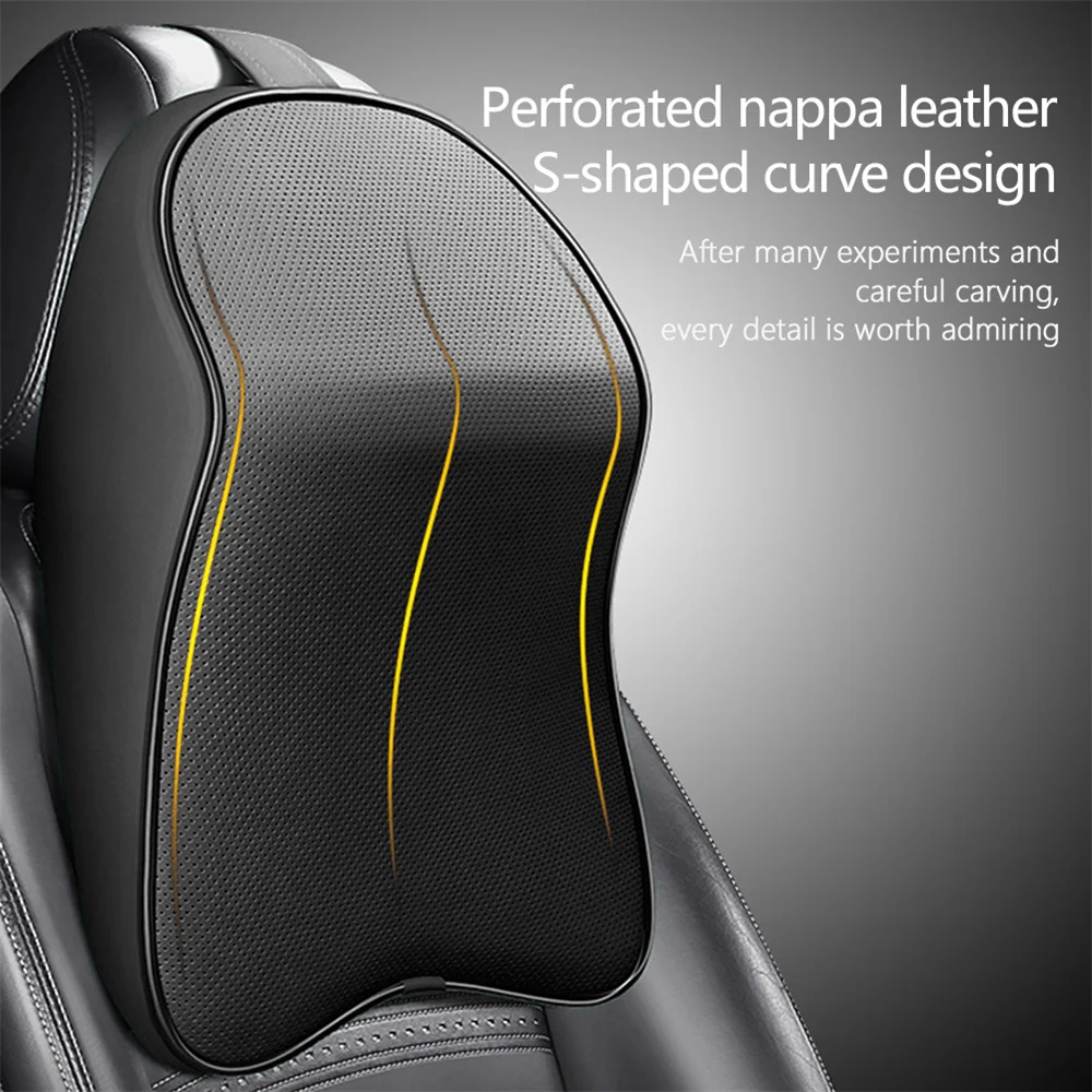 Car Memory Foam Headrest Leather Auto Neck Pillow Support Neck Rest Pillow Automotive Pain Relief Comfortable Travel Neck