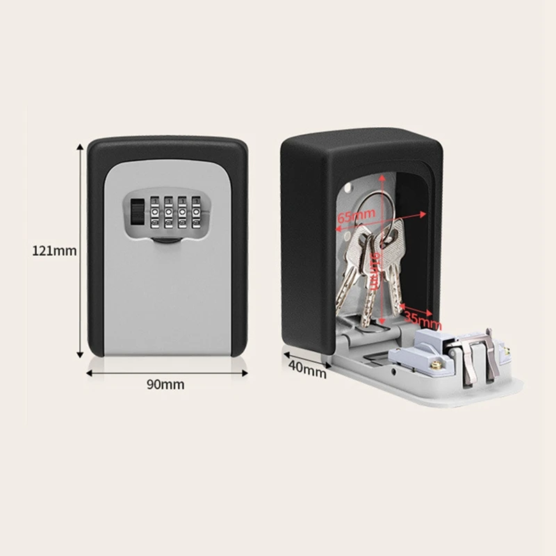 벽 마운트 키 스토리지 비밀 상자 정리함 4 자리 조합 암호 보안 코드 잠금, 홈 키 안전 상자