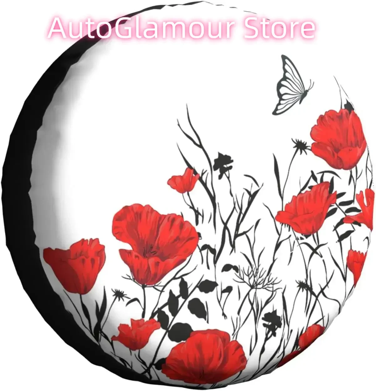 

Spare Tire Cover Universal Tires Cover Red Poppy Flower Car Tire Cover Wheel Weatherproof and Dust-Proof UV Sun Tire Cov