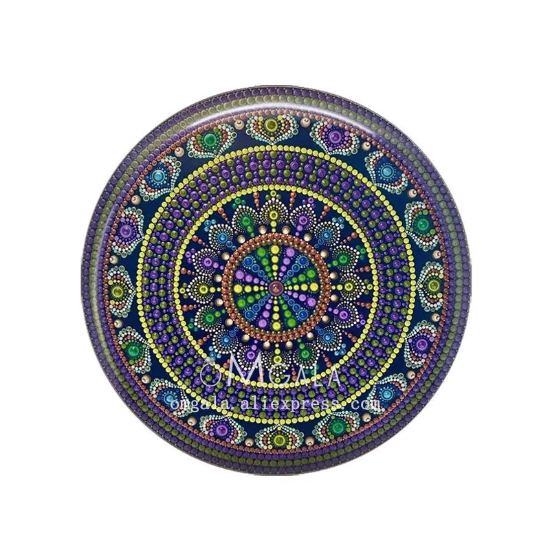 Vintage Colorful Mandala Art Patterns 12mm/14mm/18mm/20mm/25mm Round photo glass cabochon demo flat back Making findings