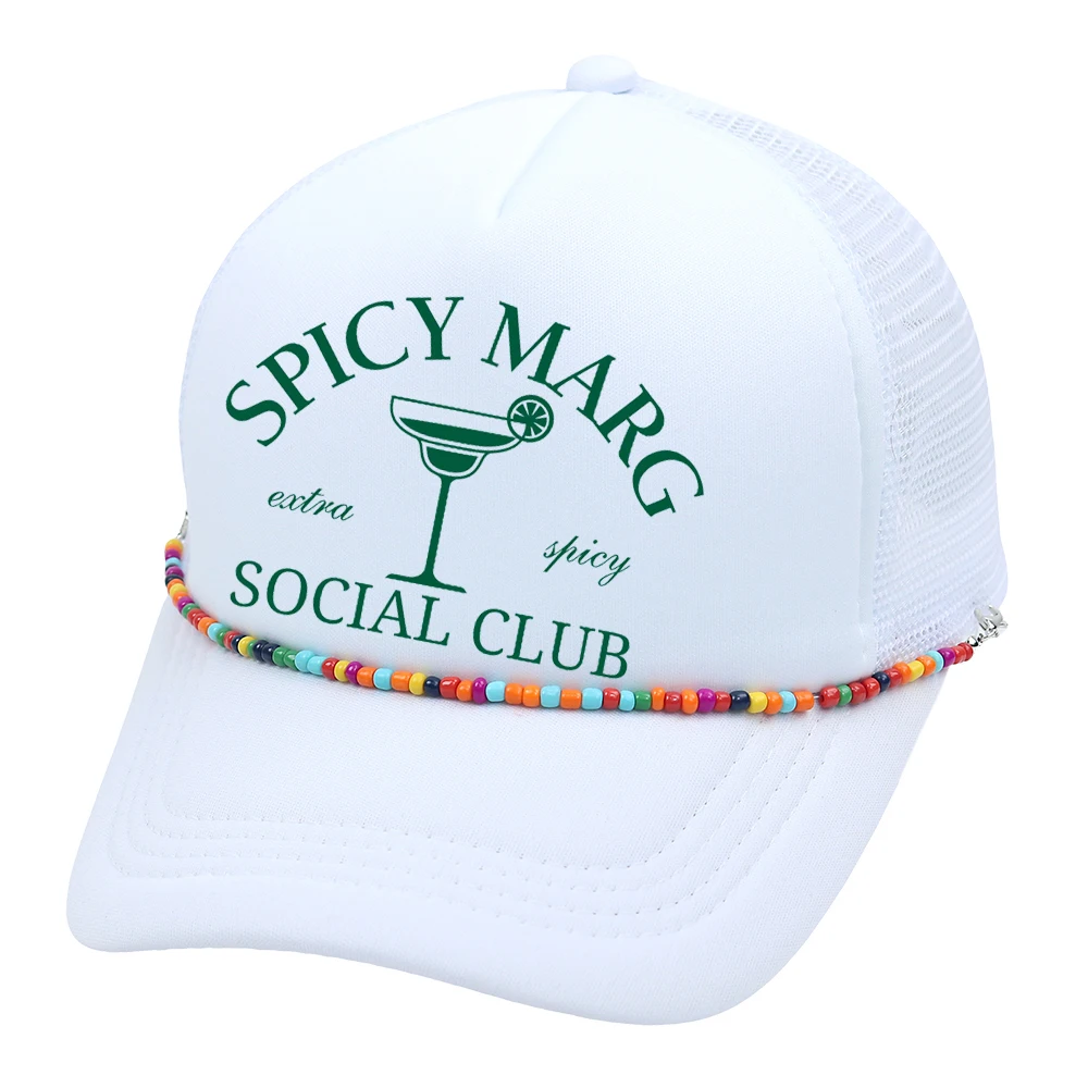 Spicy Margarita Trucker Hat Cocktail Girls Club Printing Baseball Cap Summer Beach Woman Mesh Cap Adjustable Buckle Unisex