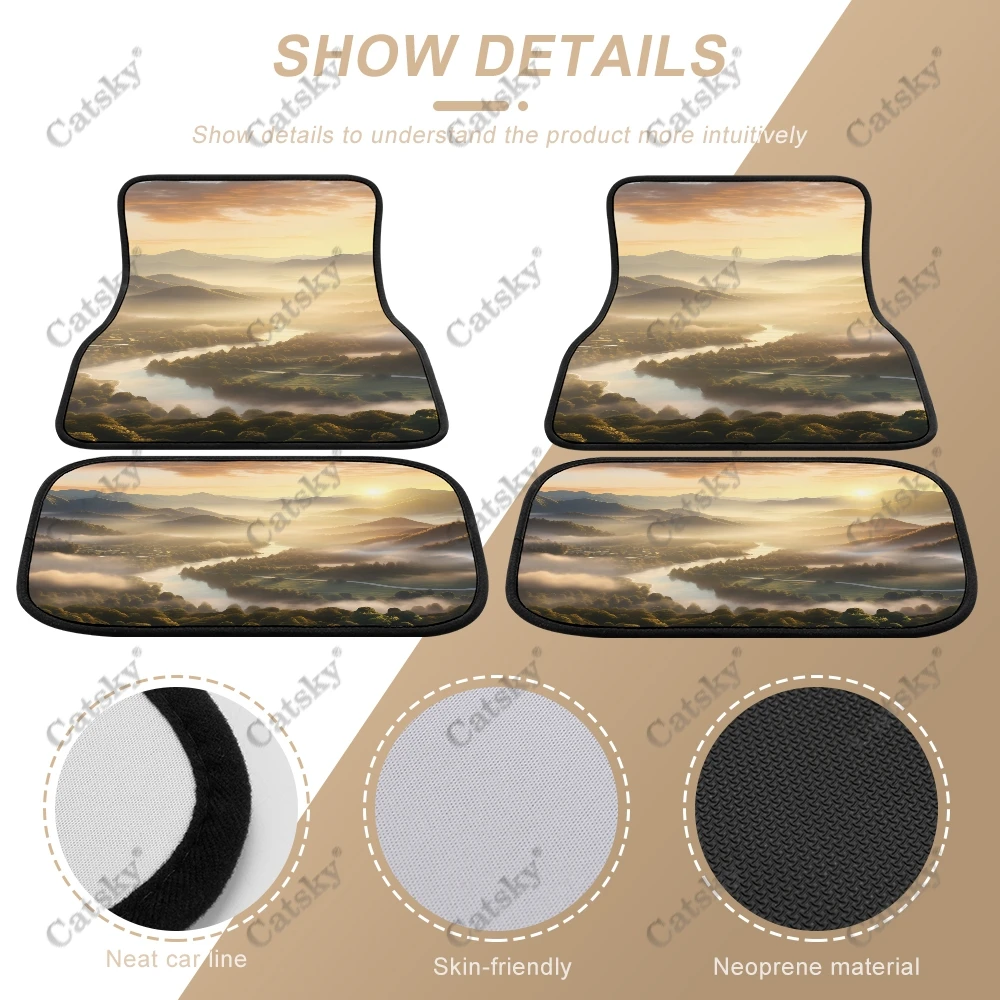 Misty Mountains Car Auto Floor Mats Carpet, 4PCS Customized Cars Mat All Weather Automotive Vehicle Pad Stylish