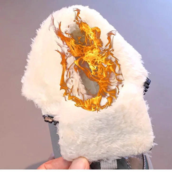 PU Leather Winter Boots For Children 2025 Trend Fashion Winter Shoes For Girls Thick Warm Fur Boots For Kids Fashion Snow Boots