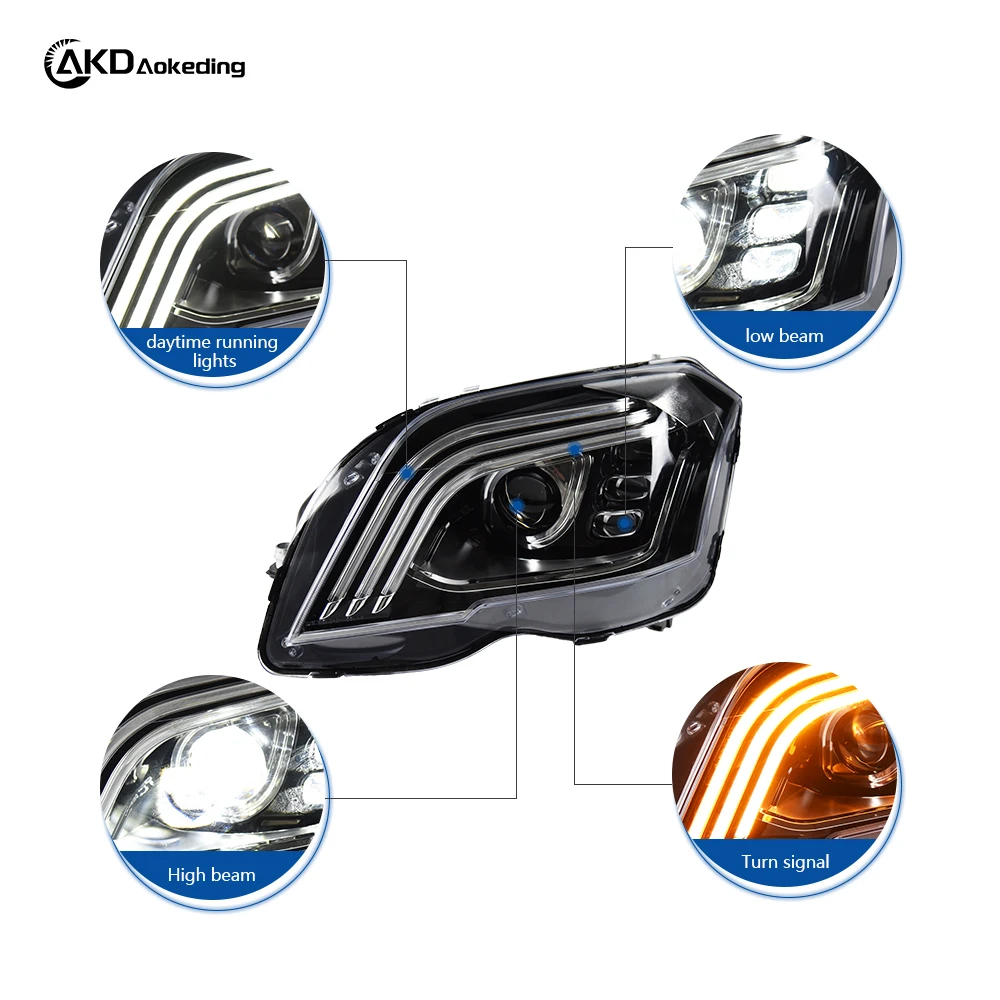 Car Lights For X204 Headlight Projector Lens GLK-Class GLK250 Dynamic Signal Head Lamp GLK300 LED Headlights Drl Automotive