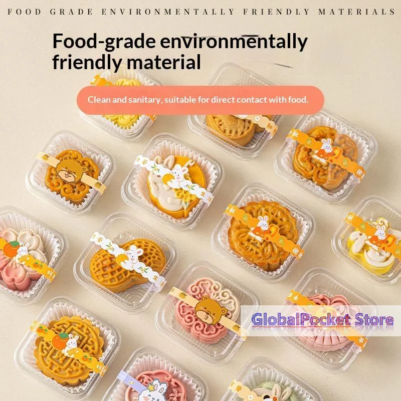 [TG823]Premium Packaging Supply That Is 50Pcs Thickened Sturdy Transparent Plastic Trays For Mid Autumn Mooncake Dessert Packing
