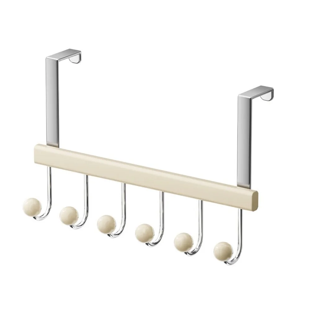 6 Hooks Over The Door Hooks Folding Punch Free Hanging Storage Rack Space Saving Large Capacity Towel Hooks Bathroom
