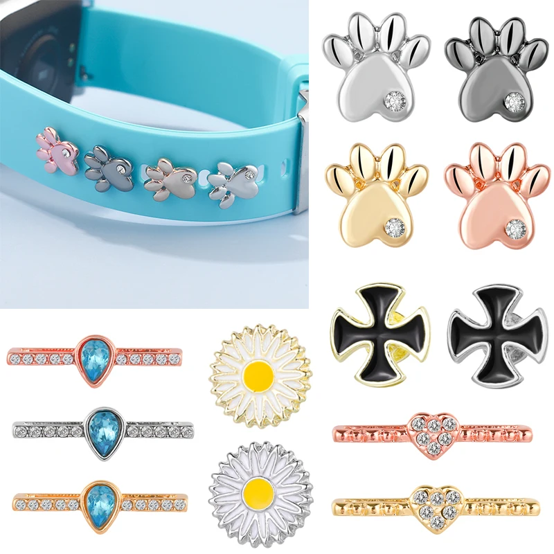 Decorative Charms for Apple Watchband Silicone Strap Dog Cat Paw Charms Jewelry Flowers Charm Accessories for Iwatch Bracelet