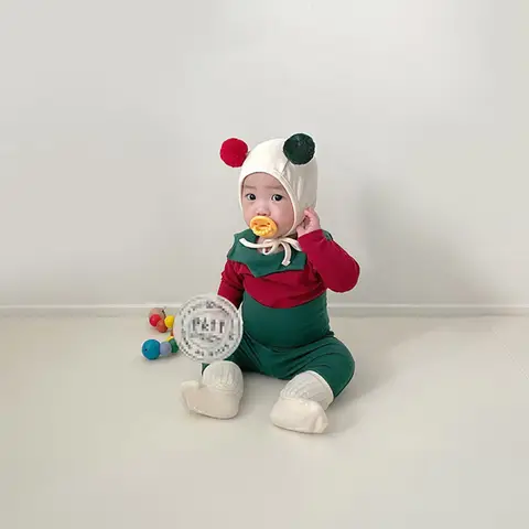 Ins Style Baby Chic Christmas Clothing Sets Romper High Waist Pants Hat Sets Newborn Infant Baby Girl Boy Xmas Outfits