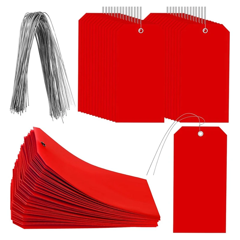 200 Pieces 4 3/4 X 2 3/8 Inch Plastic Shipping Tags Waterproof Hang Tags With Wires