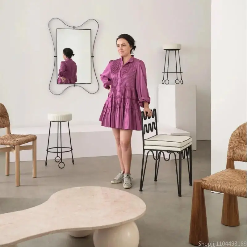 French Iron Dining Chair Designer Home Retro Wave Creative Dining Table Homestay Lounge Chair