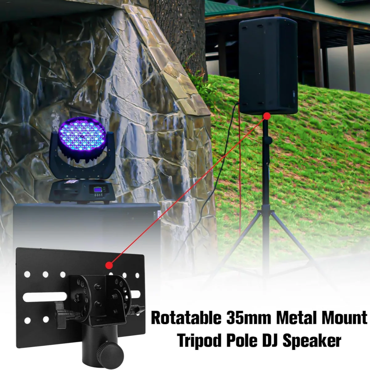 Miwayer 35mm Rotatable Metal DJ Speaker Stand Adapter Top Cap /90° Angle Adjustable  Tripod Pole Mount Adapter for Stage/Event view 6