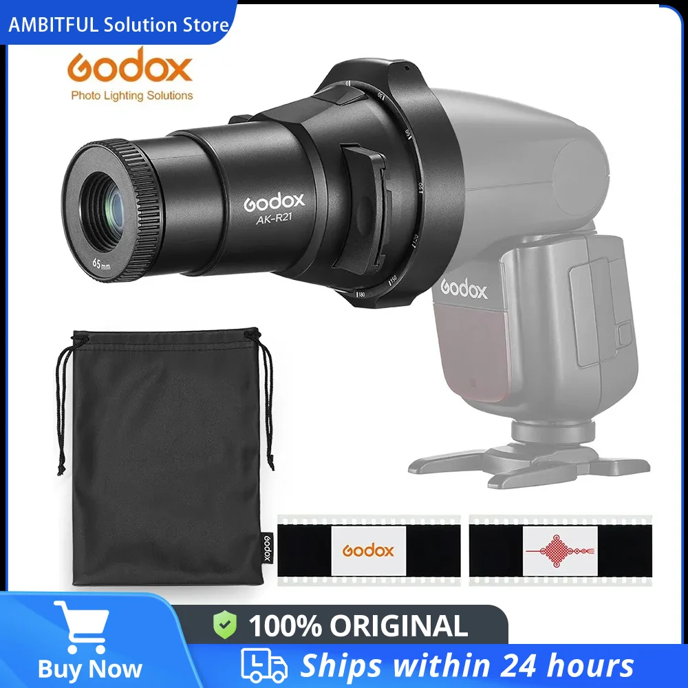 Godox AK-R21 Projection Attachment Lens Round Head Fresnel Head Slide Kit for Godox AD200Pro AD100Pro V1 Flash LC30 ML30 Light