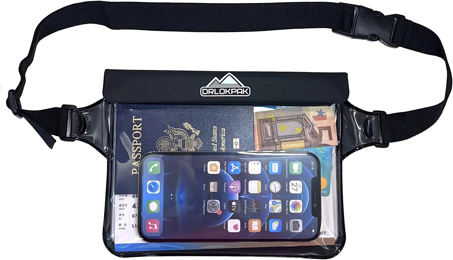 Riñonera Impermeable con Compartimento Secreto para Guardar el Teléfono, Kindle, Cartera, Reloj y Objetos de Valor, Ideal para Surf, Canotaje, Natación, Snorkel, Buceo, Playa y Piscina