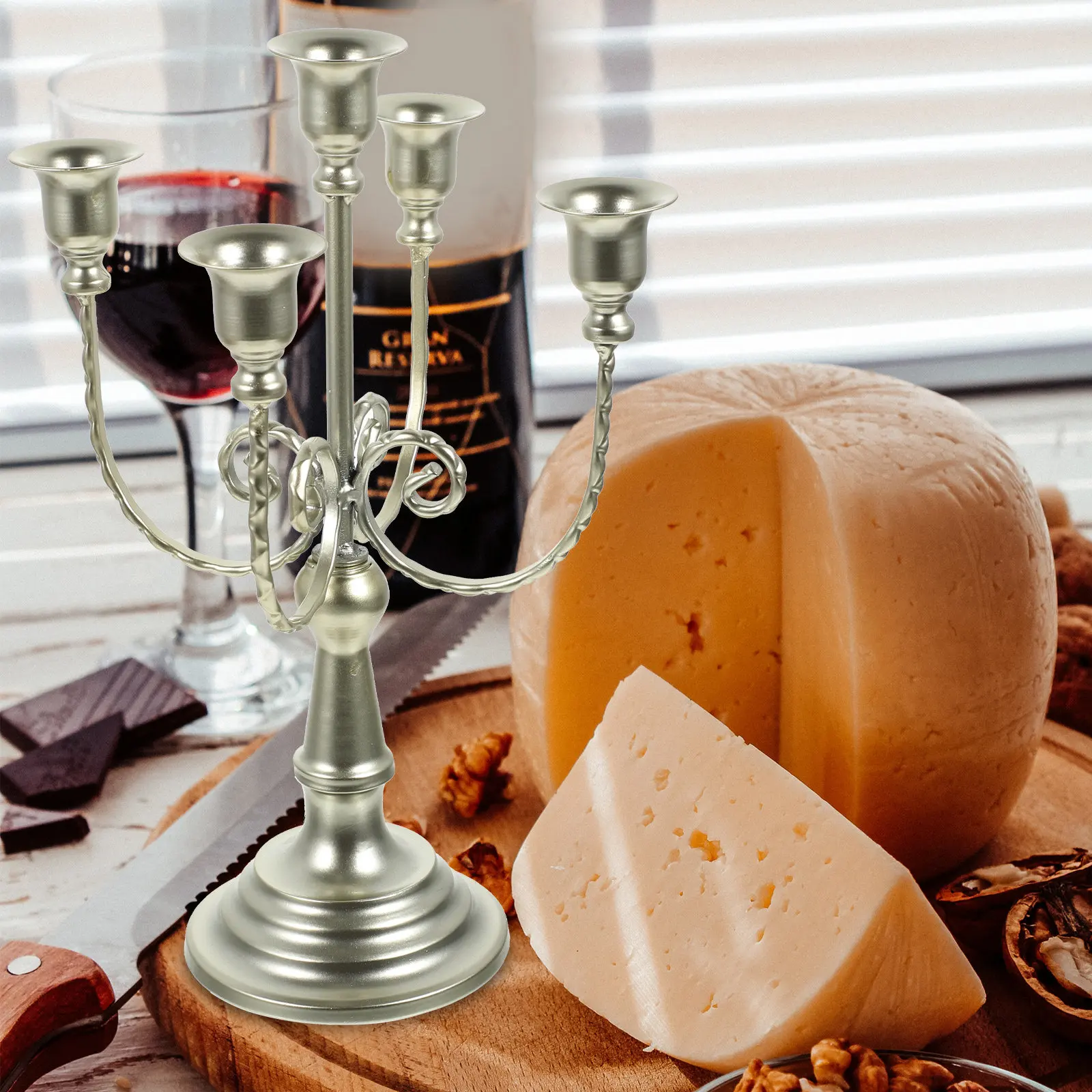 

Европейский винтажный железный канделябр с 5 рожками для столовой, камина, рабочего стола, домашнего декора, праздничного использования