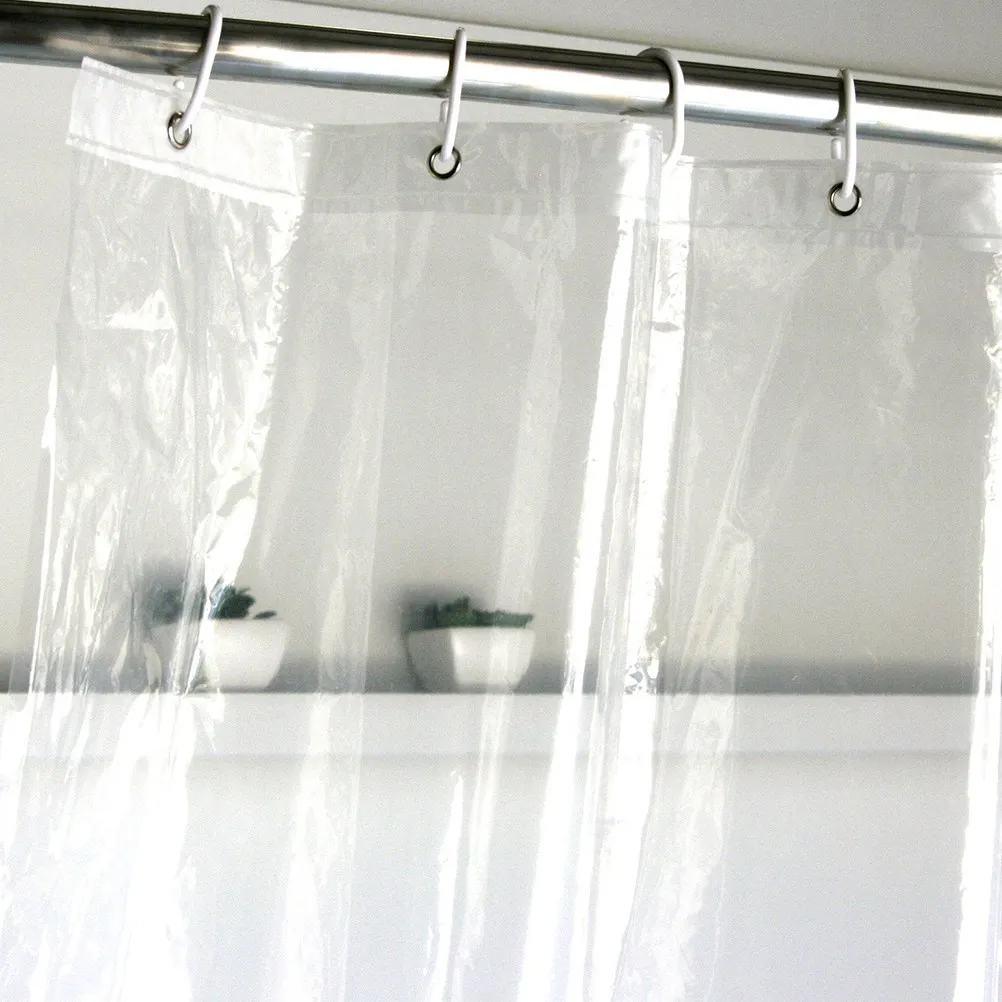 

12Pcs Transparent Eva Waterproof Shower Curtains Mildew Resistant for Bathroom Home Hotel 200x180cm with Buckles