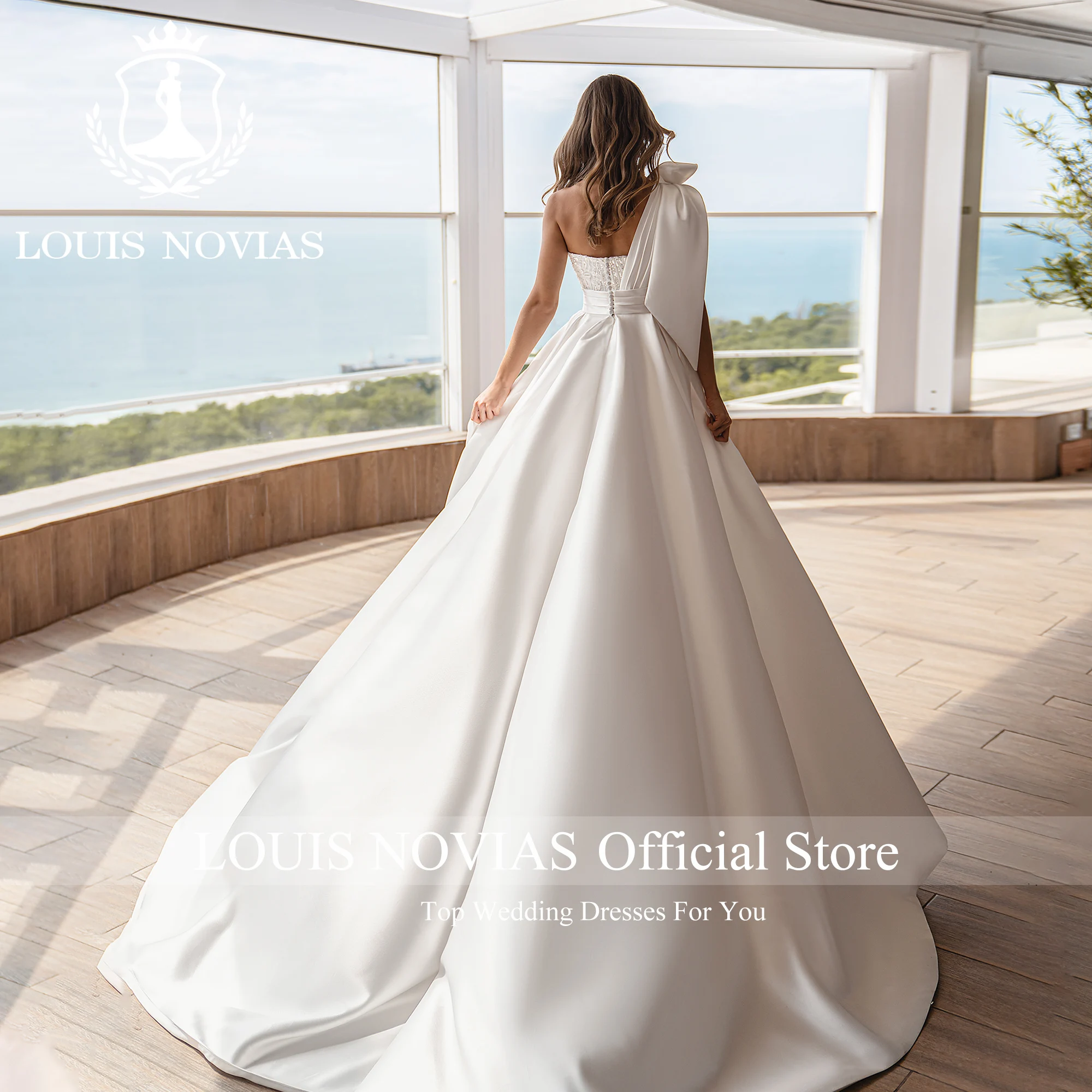 

LOUIS NOVIAS Свадебные платья русалки для женщин Высокое качество невесты с бисером и кристаллами со съемным шлейфом Свадебное платье Vestidos De Novia