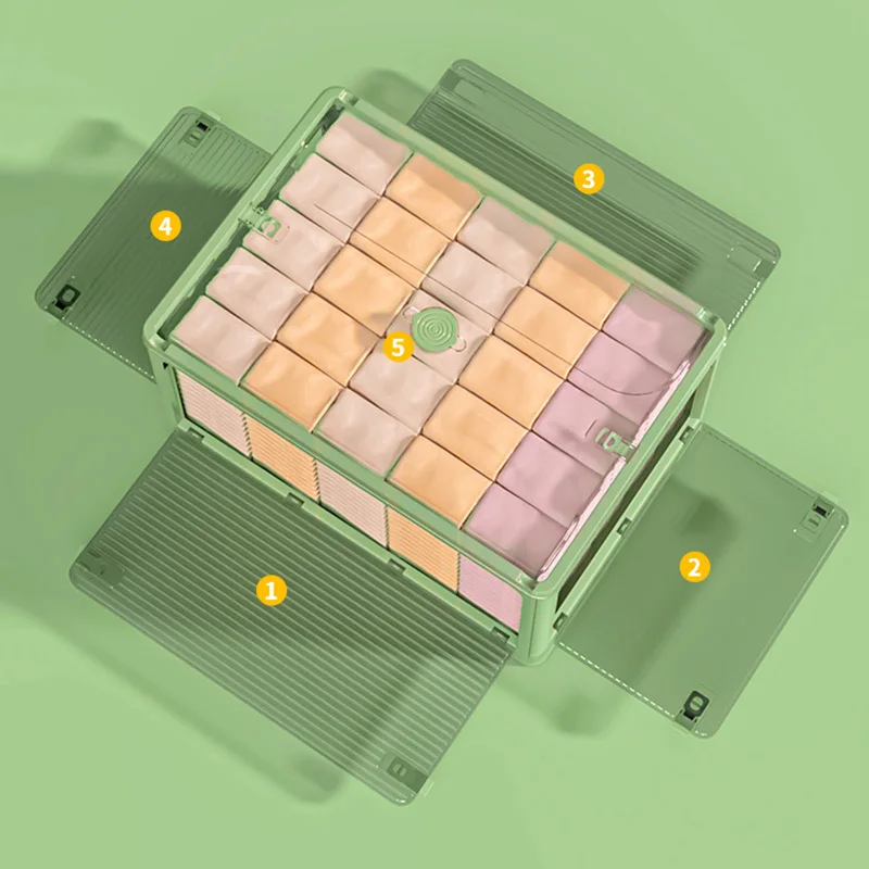 Joylove Storage Box Transparent Foldable Home Wardrobe Clothes Finishing With Pulley Toy Storage Snack Book Storage Box