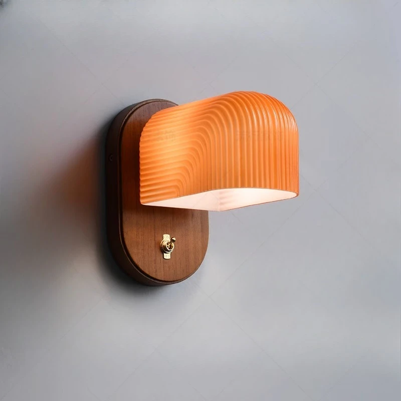 

Vintage nostalgic wall lamp antique bedroom bedside lamp walnut bed and breakfast hotel corridor lamp cafe decorative