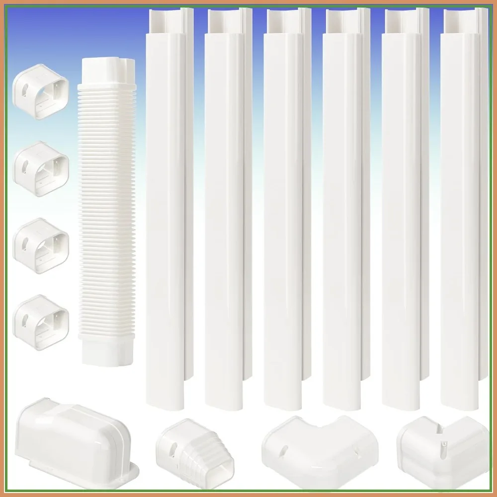 

3" W 22.5 Ft Line Set Cover Kit for Mini Split AC, Decorative PVC Tubing Cover for Outside Heat Pumps