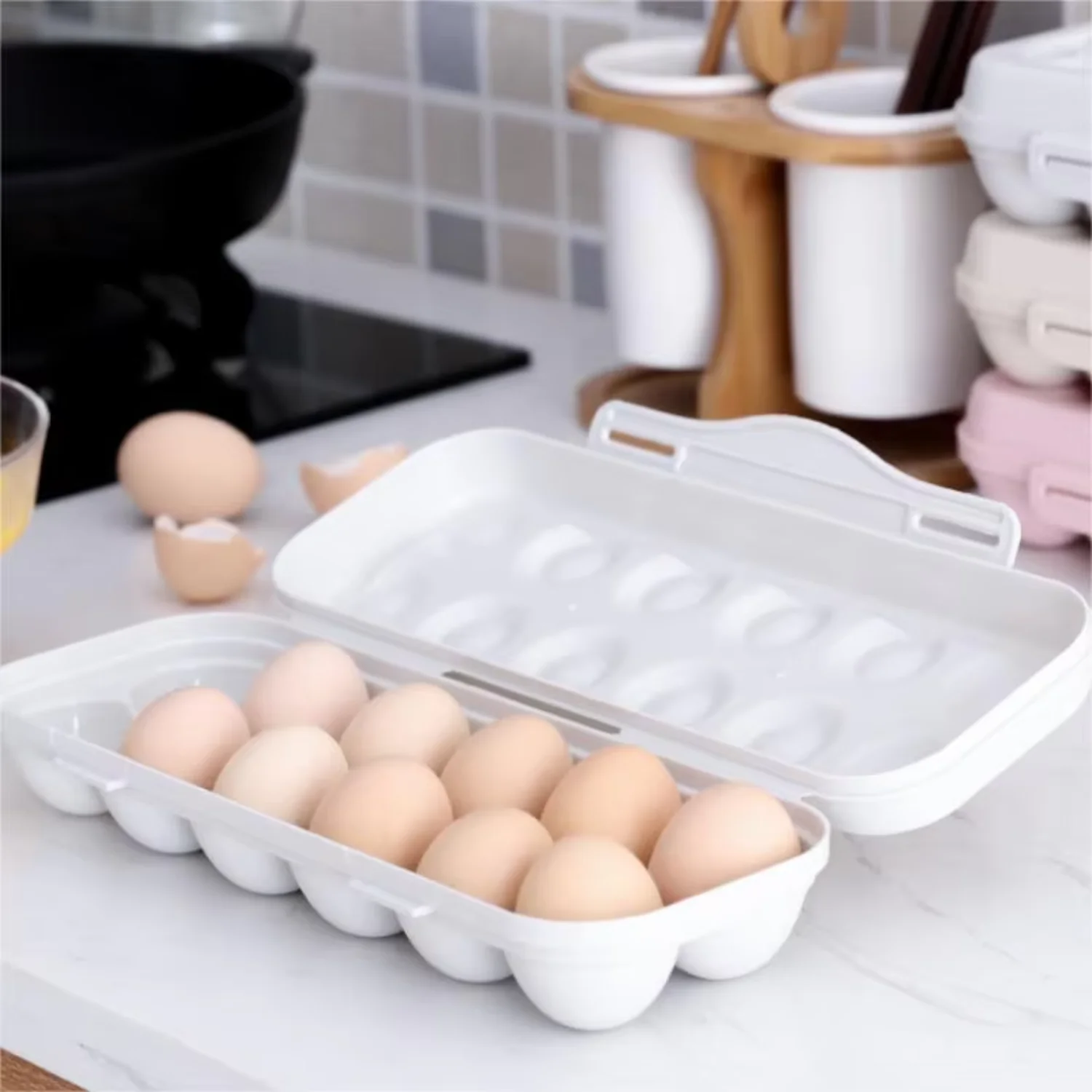 Crash-proof egg storage, 12-cell egg tray, refrigerator-preserved flip storage box, household kitchenware, 1 piece