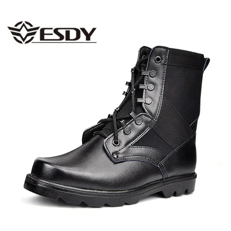 

Men Combat Boots Steel Toe Black Tactical Combat Boots Men's Work Safety Shoes Rubber Sole High Top Men Labor Protection Boots