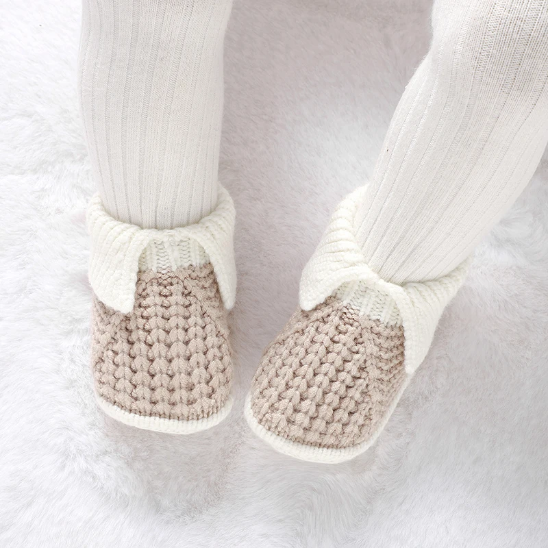 Baby Booties Handmade Knitted Newborn Boys Girls Comfortable Crib First Walkers Cute 0-1Y Infant Soft Soled Prewalkers Anti-Slip view 6