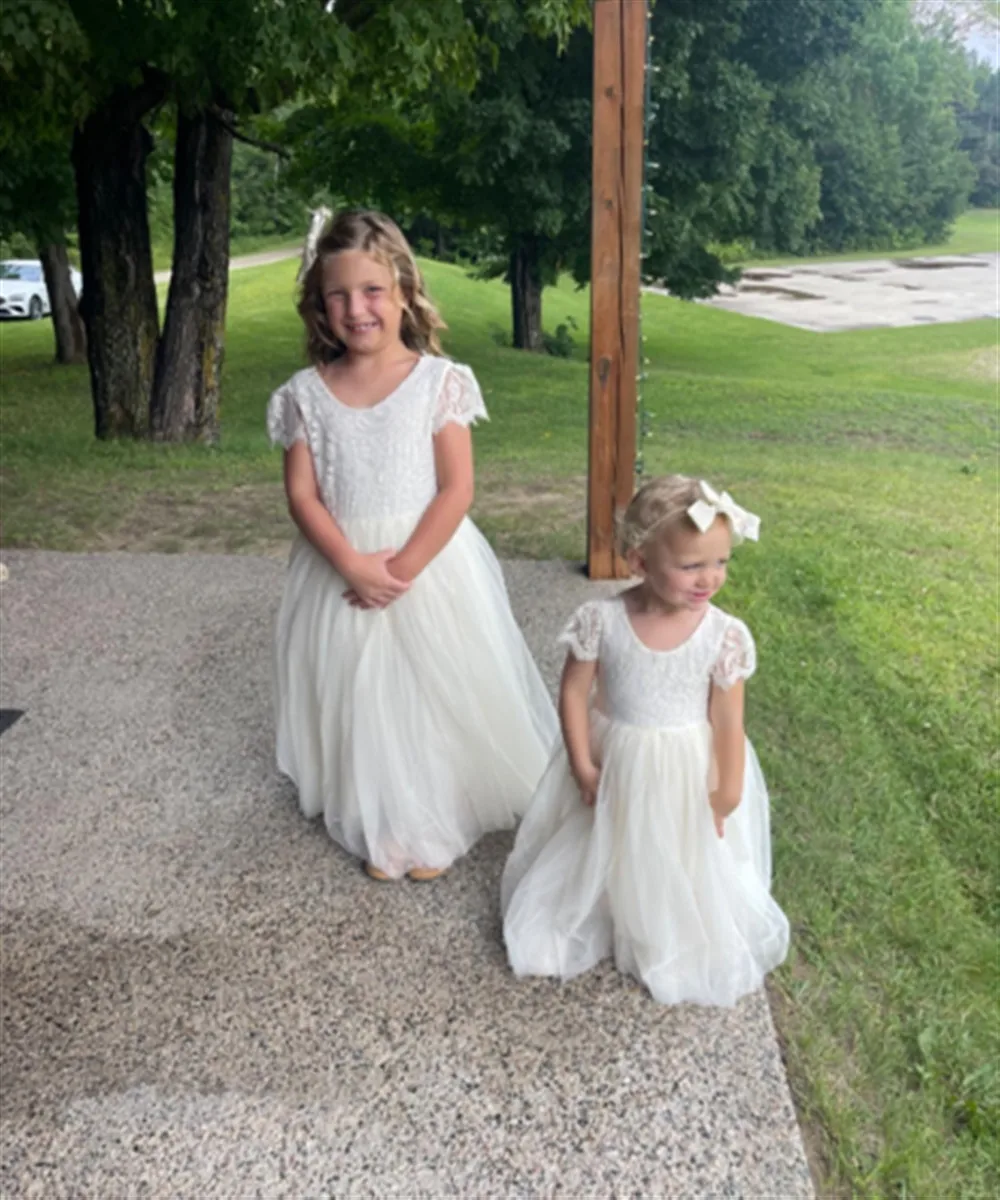 

Elegant Festival Party Flower Girl Dress for Wedding Lace Princess Birthday Costume Kids Holy Communion Ball Gown Customized