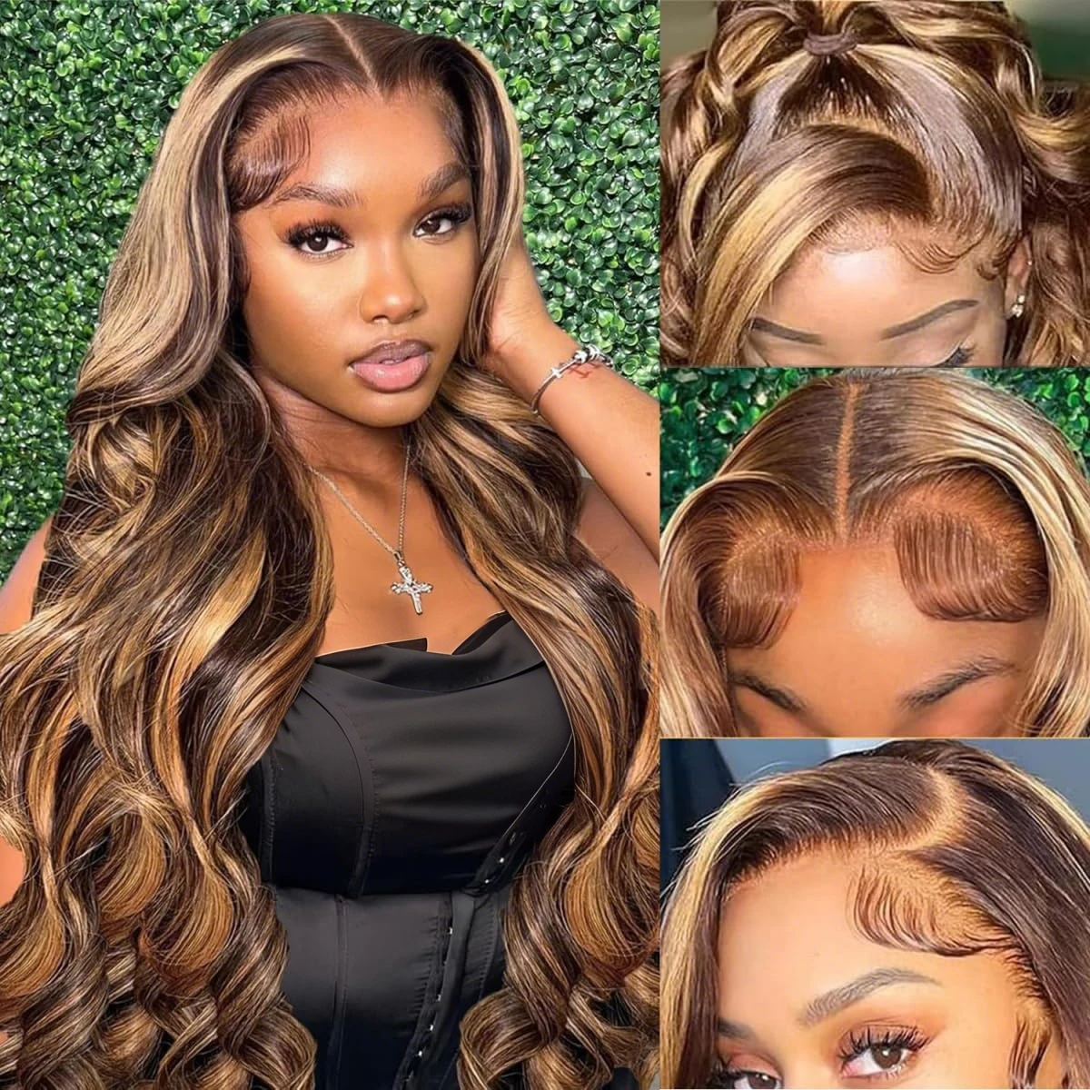 

Парик из натуральных волос с кружевной передней частью, плотность 220, светлые мели, волнистая текстура, HD 13x6 13x4, для женщин, цвет 4/27