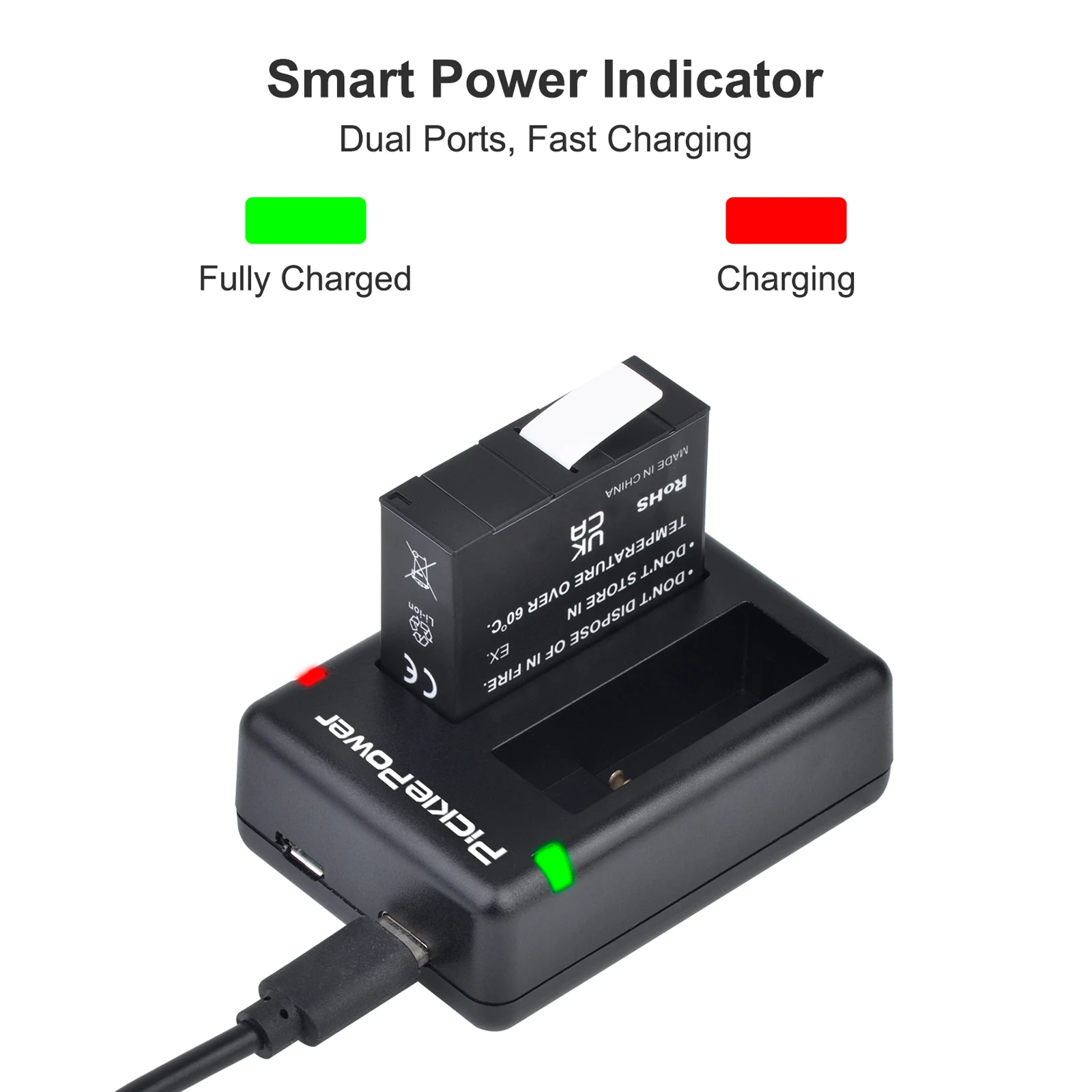 Batería PicklePower de 1850 mAh para Insta360 Ace/Ace pro/Ace Pro 2, cargador dual para cámara de acción Insta 360 Ace