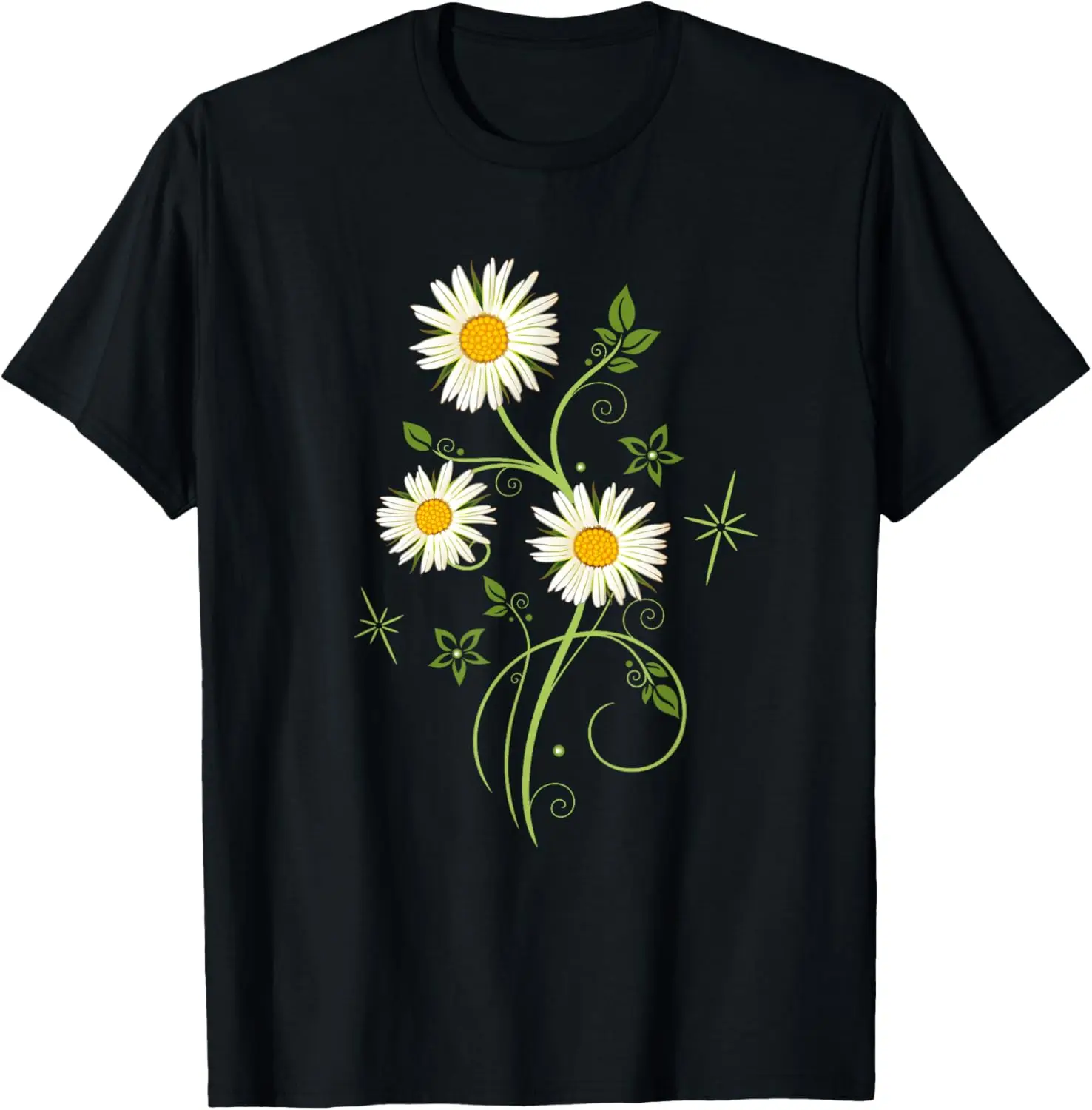 Daisies Flower Graphic T-Shirt Men's Short Sleeve Round Neck Breathable Casual Street Tee