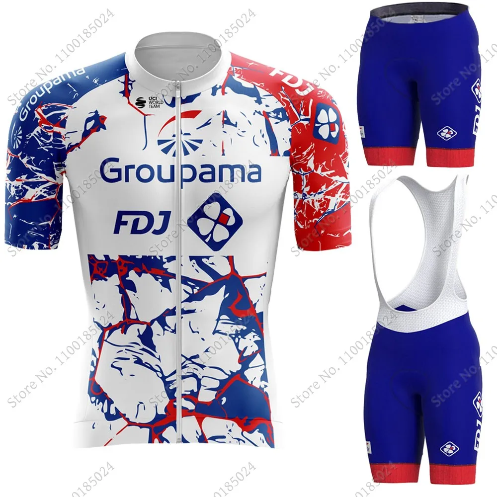 2022 France Cycling Jersey FDJ Team Set Summer Bicycle Clothing Mens Road Bike Shirt Suit Bib Shorts MTB Culotte Maillot