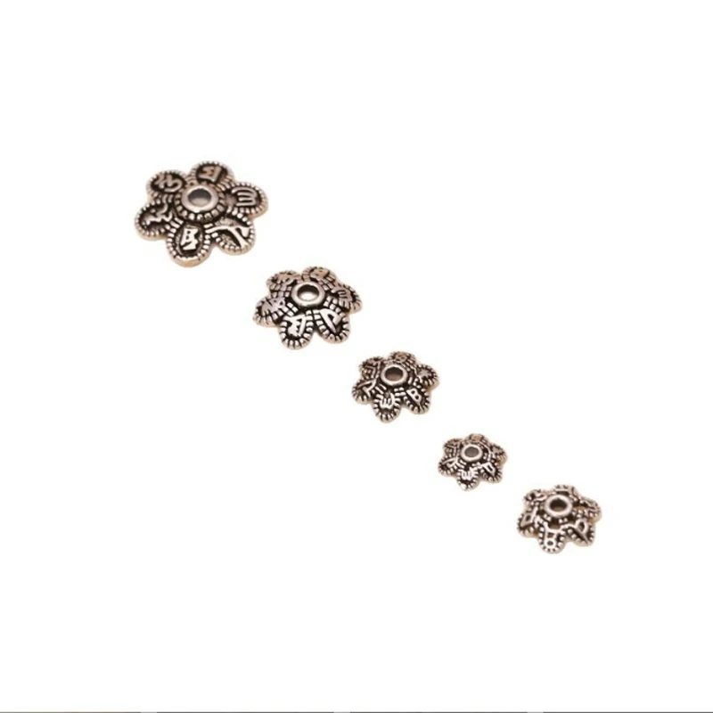 Handmade 925 Silver OM Beads Cap Jewelry Findings Bead Cap OM Mani Padme Hum Pure Silver Jewelry Accessories Bead Cap