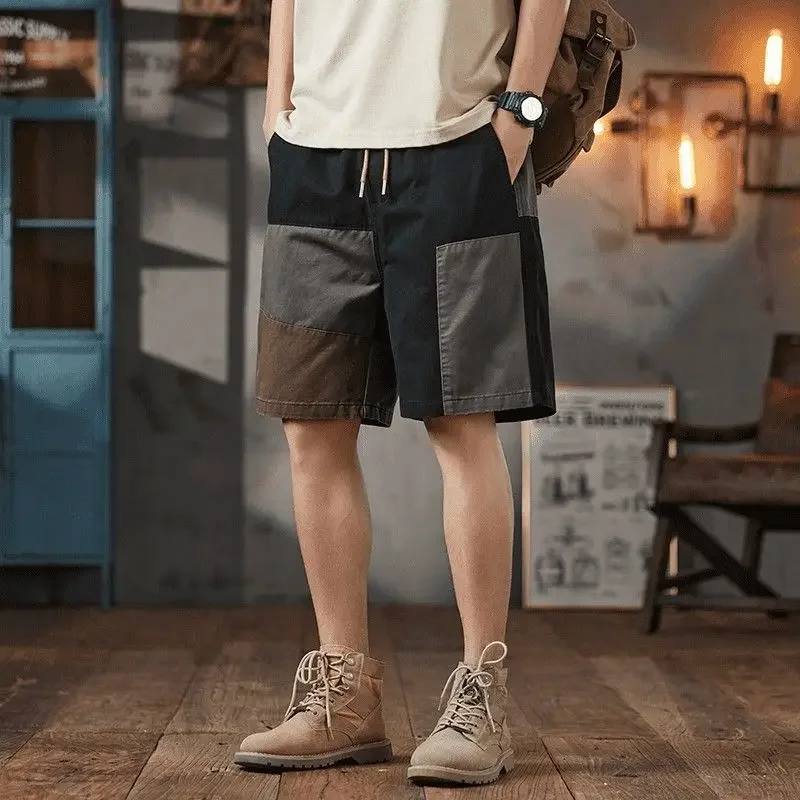 With Draw String Pockets Elastic Waist Baggy Half Long Loose Bermuda Male Short Pants Men's Cargo Shorts Wide Jorts Distressed
