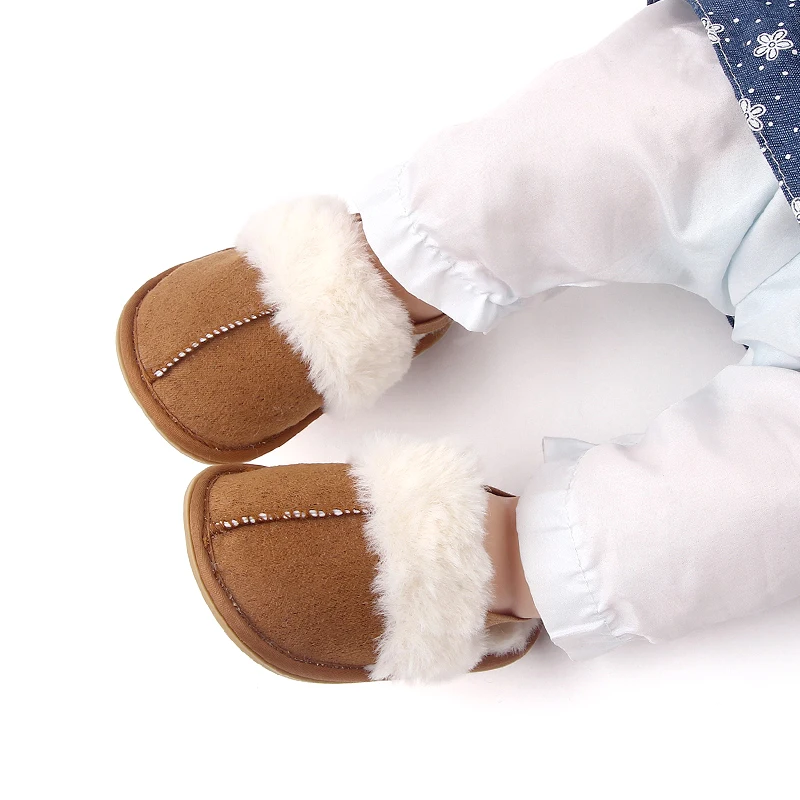 0-18M Pluizige Baby Slides Slippers Zacht Pluche Warme Antislip Huis Schoenen Voor Peuters Jongens Meisjes winter Indoor Outdoor