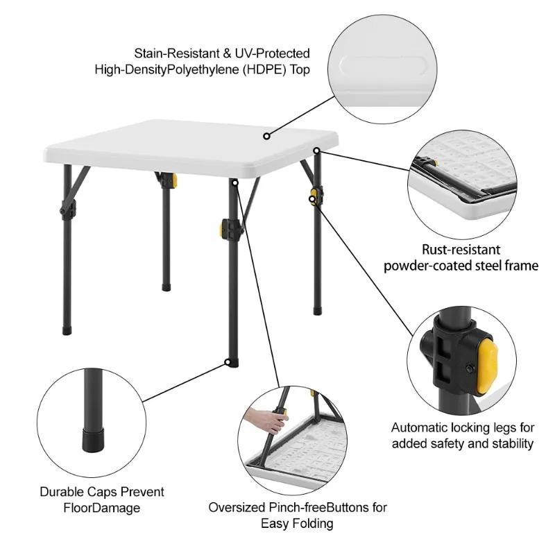 Mesa de acampamento dobrável portátil ao ar livre configuração instantânea compacto dobrável resistente pp plástico uso interno crianças adultos piquenique escola