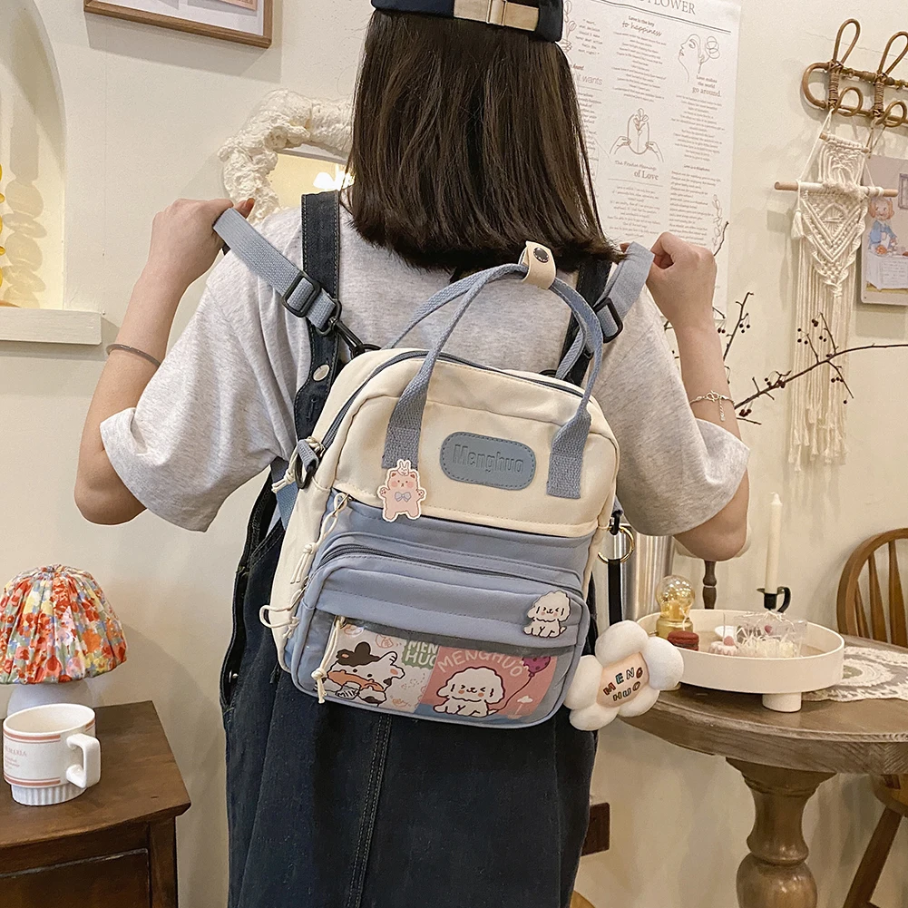 Casual Fashion Kawaii Backpack with Kawaii Pins And Accessories Shoulder Bag with Zipper Kawaii Backpack for Outdoor Gift