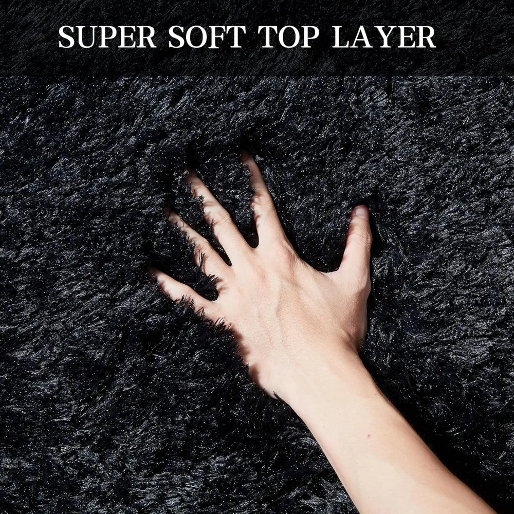 سجاد منطقة Shag بطول 8 × 10 أقدام، سجادة غرفة نوم كبيرة منفوشة، سجاد ناعم للحضانة، سجاد فروي لغرفة الأطفال والبنات والأولاد، إضافي #5